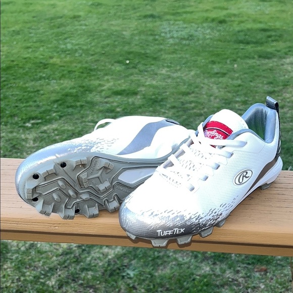 Rawlings Light Blue and Gray Kids Shoes - Picture 3 of 12